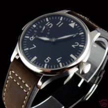 44mm Parnis Black Dial Special 9 Mechanical Hand Winding Watch 6497 P102a