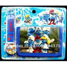 50pcs/lot By Ems Shipping Smurfs Cartoon Wallet Watches Children Stu