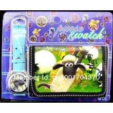 50pcs/lot By Ems Shipping Shaun The Sheep Cartoon Wallet Watches Chi