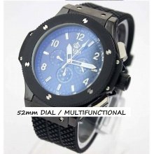 52mm Dial!! Luxury Mens Watch Brand Orkina Big Bang Black Magic / U Boat Style - Black - Adjustable - Stainless Steel