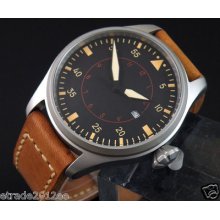 54 Parnis 45mm Brushed Matt Steel Case Black Dial 2012 Top Gun Big Pilot Watch