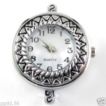 5p Arrive Fashionable Quartz Silver Tone Round Watch Faces For Beading W13
