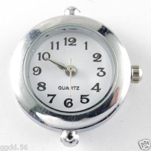 5p Arrive Fashionable Quartz Silver Tone Round Watch Faces For Beading W17