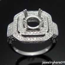6.5mm Round Solid 14k White Gold Diamond Engagement/wedding Semi Mount Ring