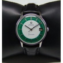 60's Omega Seamaster Twotone Green&white Dial Date Automatic Cal:565 Man's