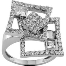925 Silver Square Motion Dancing Spinning Ring Please Watch Video