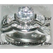 .925 Sterling Silver 3.25ct. Antique Round Cut Cz Engagement Ring Wedding Set