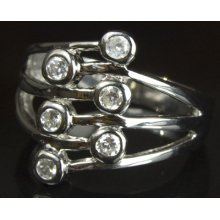 925 Sterling Silver 6-stone Cz Ring Sizes 7 8 9