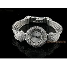 925 Sterling Silver Jewelry Inlaid Marcasite Female Models Retro Bracelet Watch