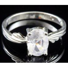 925 Sterling Silver White Topaz Cz Ring Sr251 Size 6.5