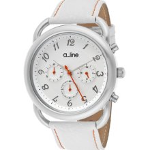 A_line Watch 80012-02-wh Women's Maya Chronograph Silver Dial White Genuine