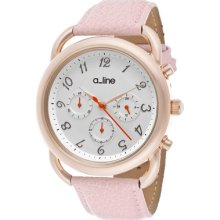 A_line Watch 80012-rg-02-pn Women's Maya Chronograph Silver Dial Pink Genuine