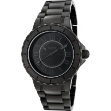 a line Women's Marina Black Dial Black Ion Plated Stainless Steel ...