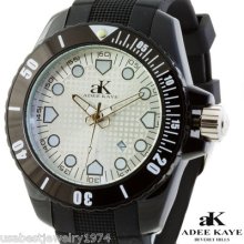 Adee Kaye Sports Black And White Dial Watch With Date Retail $260