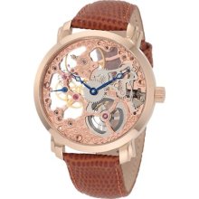 Akribos Xxiv Men Rose Gold Tone Mechanical Watch Jewelry Case Round Exotic