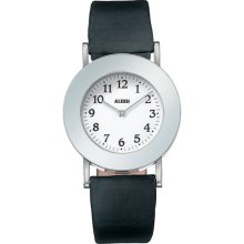 Alessi Unisex Automatic Watch With White Dial Analogue Display And Black Leather Bracelet Al4000