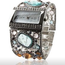 Amazing Women's Silver Bracelet Watch With Graceful Multi Color