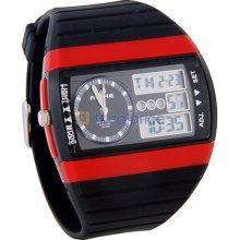 ANIKE Water-resistant Digital Analog Watch with Light Alarm Stopwatch (Red)