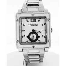 Anne Klein Women's White Dial Stainless Steel & Enamel Bracelet Quartz Watch