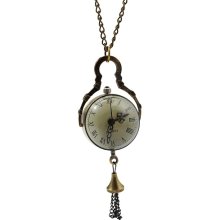 Antique Crystal Ball Style Brass Quartz Pocket Watch