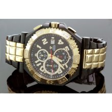 Aqua Master Mens Swiss Made Two Tone Yellow Gold Diamond Watch 0.12ctw