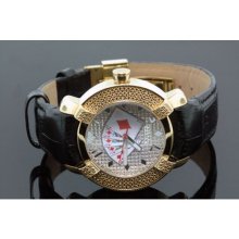 Aqua Master Yellow Gold Poker Face Mens Diamond Watch