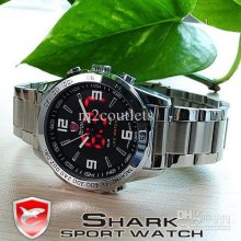 Army Sport Quartz Wrist Watch Shark Men Fashion Analog Day Date Silv