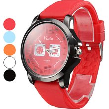 Assorted Colors Men's Casual Style Silicone Analog Quartz Wrist Watch