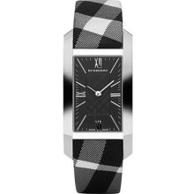 Authentic Burberry Women's Bu1079 Check Engraved Black Dial Case Watch