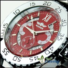 Automatic Mechanical Men Leather Band Hollow Fashion Wrist Watch Dial Gift