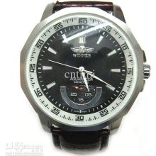 Automatical Mechanical Army Military Mens Leather Watch