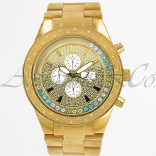 Avianne & Co. Mens Ice Trend Solid Gold Plated Diamond Watch 0.20 Ctw