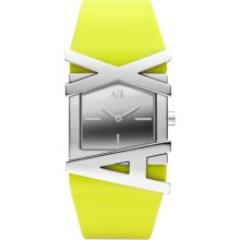 AX Armani Exchange Watch, Womens Yellow Silicone Strap 39x28mm AX3148