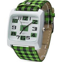 Band Lattice PU Quartz Wrist Watch(Green)