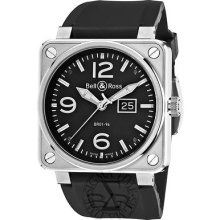 Bell & Ross Men's 'aviation' Black Dial Black Rubber Strap Watch Br01-96grnddate
