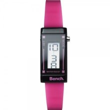 Bench Women's Quartz Watch With Lcd Dial Digital Display And Pink Plastic Or Pu Strap Bc0395pka