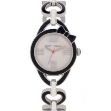 Betsey Johnson Ladies Watch Silver And Black Bracelet