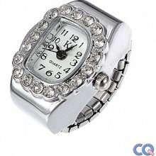 BGG22 Fashion Women Crystal D Quartz Finger Ring Watch Adjustable Free