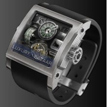 Bi-Axial Vulcania (Platinum -Titanium / Skeleton / Rubber Strap)