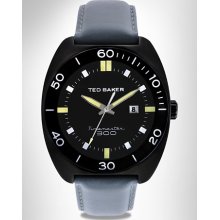 Big and Tall Ted Baker Grey/Black Leather Watch