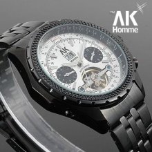 Big Case Ak Homme Stainless Steel Band Case Mens Auto Mechanical Watch