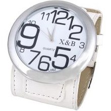big dial white lady girl women wrist watch wristwatch
