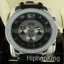 Big Round Dial Analog Face Iced Out Hip Hop Watch Stainless Steel Back