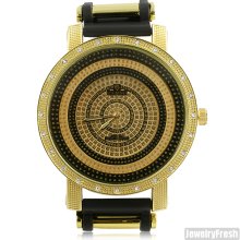 Black and Gold Step Dial Big Face Watch