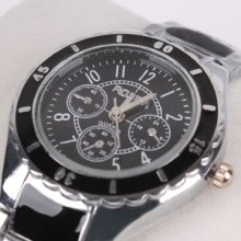 Black Dial Plate Quartz Hand Sport Mens Wrist Watch Gift