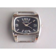 Black Dial Solid Bar Watch Face With Silver Frame Smmed Size