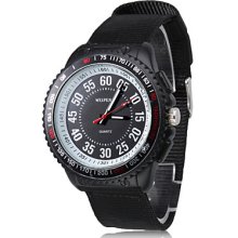 Black Men's Casual Style Fabric Analog Quartz Wrist Watch