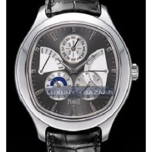 Black Tie Emperador Cushion Watch (WG / Grey / Strap)