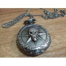 Brass Pirates of the Caribbean pocket watch,skull pocket watch