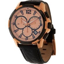 Bronzo Italia Round Chronograph Dial Leather Strap Watch - Rose tone - One Size